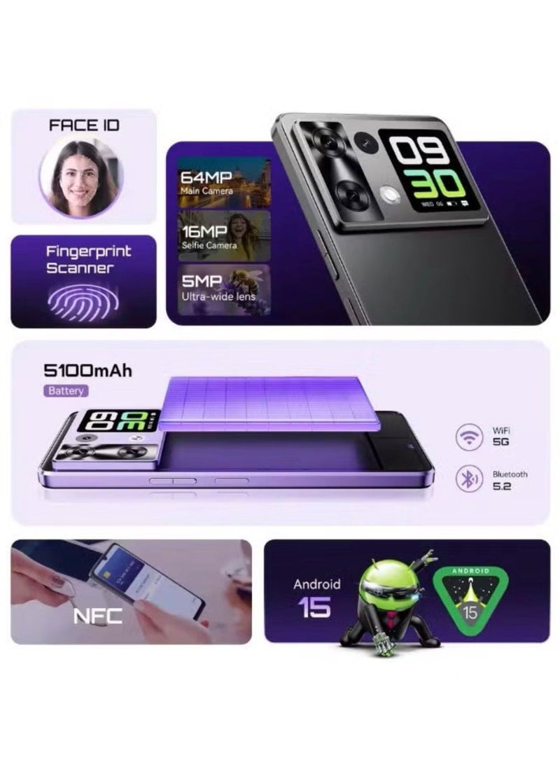 Cubot Android Smartphone P90, G100 Octa-core, 2.2GHz, Dual Speakers, 12GB+256GB, 6.88" 120Hz Screen, 64MP Main Camera, 5100mAh,NFC, 4G Phone Black - Image 5